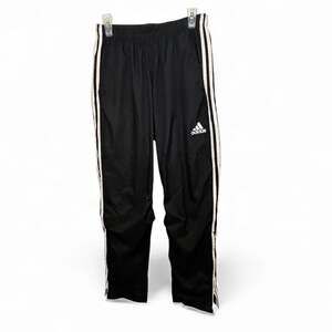 adidas 3 Stripe Black White Track Pants Y2K Ankle Zip Mens Medium
